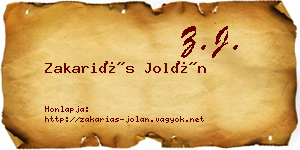 Zakariás Jolán névjegykártya