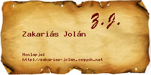 Zakariás Jolán névjegykártya